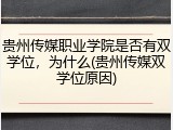 贵州传媒职业学院是否有双学位，为什么(贵州传媒双学位原因)