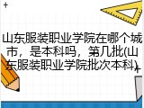 山东服装职业学院在哪个城市，是本科吗，第几批(山东服装职业学院批次本科)