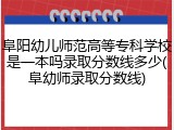 阜阳幼儿师范高等专科学校是一本吗录取分数线多少(阜幼师录取分数线)