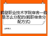 鹤壁职业技术学院宿舍一般是怎么分配的(鹤职宿舍分配方式)