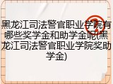 黑龙江司法警官职业学院有哪些奖学金和助学金呢(黑龙江司法警官职业学院奖助学金)