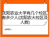 沈阳农业大学有几个校区,有多少人(沈阳农大校区及人数)