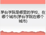 茅台学院是哪里的学校，在哪个城市(茅台学院在哪个城市)