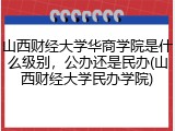 山西财经大学华商学院是什么级别，公办还是民办(山西财经大学民办学院)