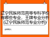辽宁民族师范高等专科学校有哪些专业，王牌专业分析(辽宁民族师范专业分析)