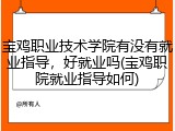 宝鸡职业技术学院有没有就业指导，好就业吗(宝鸡职院就业指导如何)