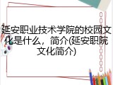 延安职业技术学院的校园文化是什么，简介(延安职院文化简介)