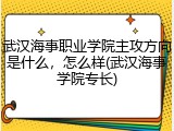 武汉海事职业学院主攻方向是什么，怎么样(武汉海事学院专长)
