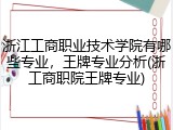 浙江工商职业技术学院有哪些专业，王牌专业分析(浙工商职院王牌专业)