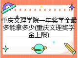 重庆文理学院一年奖学金最多能拿多少(重庆文理奖学金上限)