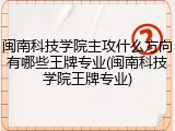 闽南科技学院主攻什么方向有哪些王牌专业(闽南科技学院王牌专业)