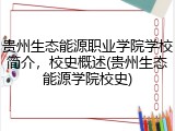 贵州生态能源职业学院学校简介，校史概述(贵州生态能源学院校史)