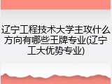 辽宁工程技术大学主攻什么方向有哪些王牌专业(辽宁工大优势专业)