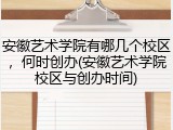 安徽艺术学院有哪几个校区，何时创办(安徽艺术学院校区与创办时间)