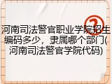 河南司法警官职业学院招生编码多少，隶属哪个部门(河南司法警官学院代码)