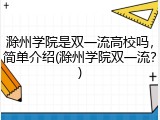 滁州学院是双一流高校吗，简单介绍(滁州学院双一流？)