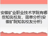 安徽矿业职业技术学院有哪些知名校友，简单分析(安徽矿院知名校友分析)