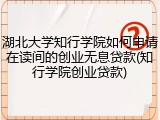 湖北大学知行学院如何申请在读间的创业无息贷款(知行学院创业贷款)