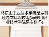 马鞍山职业技术学院是专科还是本科院校呢(马鞍山职业技术学院是专科吗)