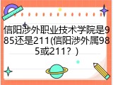 信阳涉外职业技术学院是985还是211(信阳涉外属985或211？)