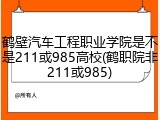 鹤壁汽车工程职业学院是不是211或985高校(鹤职院非211或985)