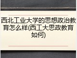 西北工业大学的思想政治教育怎么样(西工大思政教育如何)