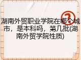湖南外贸职业学院在哪个城市，是本科吗，第几批(湖南外贸学院性质)