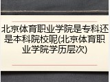 北京体育职业学院是专科还是本科院校呢(北京体育职业学院学历层次)