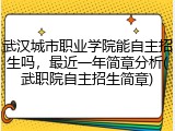 武汉城市职业学院能自主招生吗，最近一年简章分析(武职院自主招生简章)