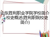 山东胜利职业学院学校简介，校史概述(胜利职院校史简介)