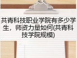 共青科技职业学院有多少学生，师资力量如何(共青科技学院规模)