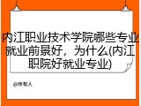 内江职业技术学院哪些专业就业前景好，为什么(内江职院好就业专业)