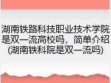 湖南铁路科技职业技术学院是双一流高校吗，简单介绍(湖南铁科院是双一流吗)
