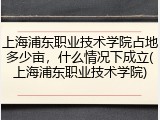 上海浦东职业技术学院占地多少亩，什么情况下成立(上海浦东职业技术学院)