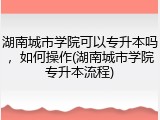 湖南城市学院可以专升本吗，如何操作(湖南城市学院专升本流程)
