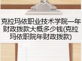 克拉玛依职业技术学院一年财政拨款大概多少钱(克拉玛依职院年财政拨款)