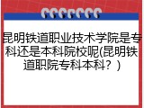 昆明铁道职业技术学院是专科还是本科院校呢(昆明铁道职院专科本科？)
