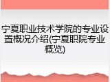 宁夏职业技术学院的专业设置概况介绍(宁夏职院专业概览)