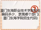 厦门东海职业技术学院招生编码多少，隶属哪个部门(厦门东海学院招生代码)