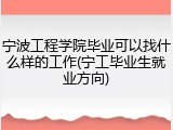 宁波工程学院毕业可以找什么样的工作(宁工毕业生就业方向)