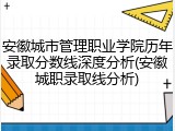 安徽城市管理职业学院历年录取分数线深度分析(安徽城职录取线分析)