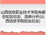 山西信息职业技术学院有哪些知名校友，简单分析(山西信息学院知名校友)