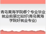 青岛黄海学院哪个专业毕业就业前景比较好(青岛黄海学院好就业专业)