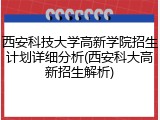 西安科技大学高新学院招生计划详细分析(西安科大高新招生解析)