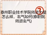 泰州职业技术学院师资力量怎么样，名气如何(泰职院师资名气)