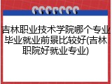 吉林职业技术学院哪个专业毕业就业前景比较好(吉林职院好就业专业)