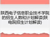 陕西电子信息职业技术学院的招生人数和计划解读(陕电院招生计划解读)