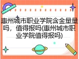 惠州城市职业学院含金量量吗，值得报吗(惠州城市职业学院值得报吗)