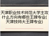 天津职业技术师范大学主攻什么方向有哪些王牌专业(天津技师大王牌专业)