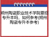 朔州陶瓷职业技术学院要招专升本吗，如何参考(朔州陶瓷专升本参考)